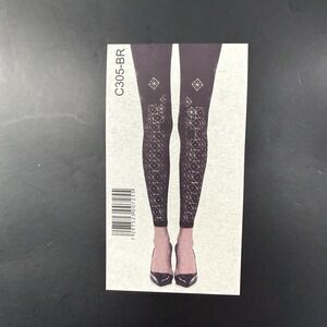 NEW Zohara Art On Tights One Size 120 Denier Black Geometric Footless
